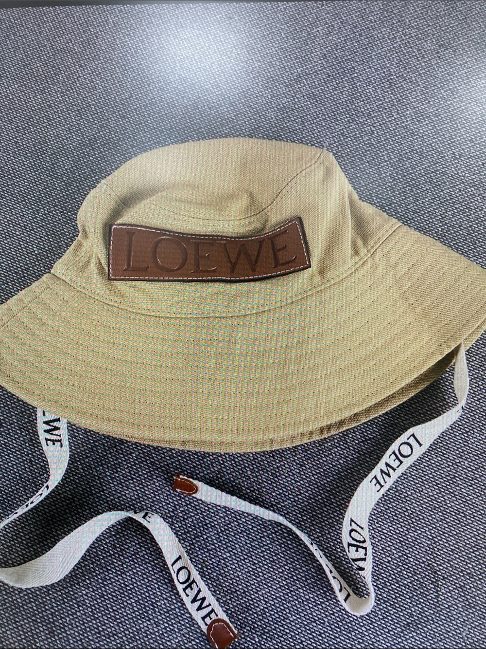 LOEWE Kids Beige Bucket Hat with Branded Chin Strap